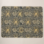 Gold Floral Pattern Sherpa Blanket Sherpadecke (Vorderseite (Horizontal))