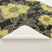 Gold Floral Pattern Sherpa Blanket Sherpadecke (3/4)