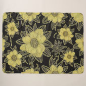 Gold Floral Pattern Sherpa Blanket Sherpadecke (Vorderseite (Horizontal))