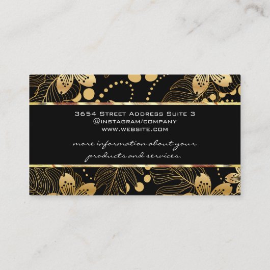 Gold Floral Pattern Visitenkarte (Rückseite)