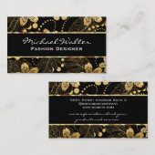 Gold Floral Pattern Visitenkarte (Vorne/Hinten)