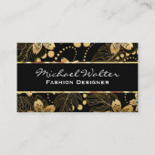 Gold Floral Pattern Visitenkarte (Vorderseite)
