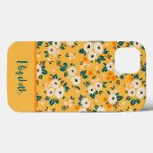 Gold Floral Personalisiert Case-Mate iPhone Hülle (Rückseite (Horizontal))