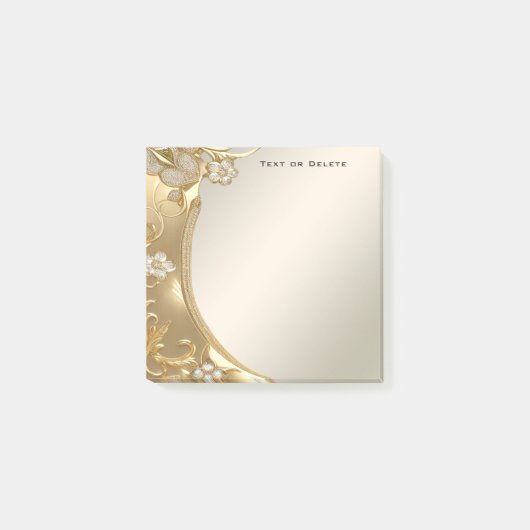 Gold Floral Post It Notes Post-it Klebezettel (Vorderseite)