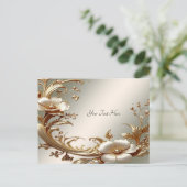 Gold Floral Postcard Postkarte (Stehend Vorderseite)