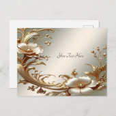 Gold Floral Postcard Postkarte (Vorne/Hinten)