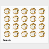 Gold Floral Quinceanera Round Stickers (Blatt)
