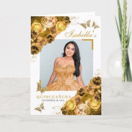 Gold Floral Quinceanera Tiara Butterfliegen Programm