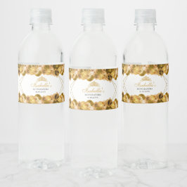 Gold Floral Quinceanera Wasserflasche Wasserflaschenetikett