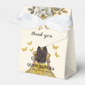 Gold Floral Quinceñera Butterfliegen Geschenkschachtel (Vorderseite)