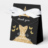 Gold Floral Quinceñera Butterfliegen Geschenkschachtel (Vorderseite)