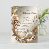 Gold Floral Rehearsal Dinner Einladung (Stehend Vorderseite)