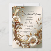 Gold Floral Rehearsal Dinner Einladung (Vorderseite)