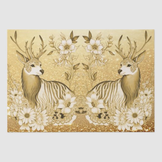 Gold Floral Rentier Holiday Tissue Paper Seidenpapier (Vorderseite)