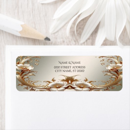 Gold Floral Return Address Label (Insitu)