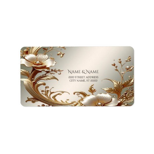 Gold Floral Return Address Label Adressaufkleber (Vorne)