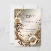 Gold Floral RSVP Card (Vorderseite)