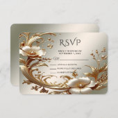 Gold Floral RSVP Card (Vorne/Hinten)