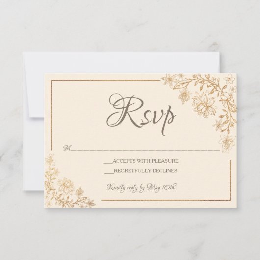 Gold Floral RSVP Card (Vorderseite)