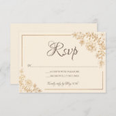 Gold Floral RSVP Card (Vorne/Hinten)