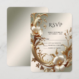 Gold Floral RSVP Card Karte