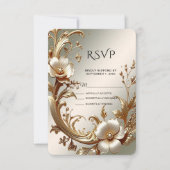 Gold Floral RSVP Card Karte (Vorderseite)