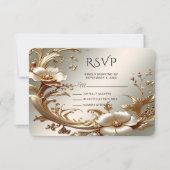Gold Floral RSVP Card Karte (Vorderseite)