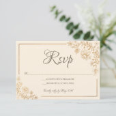 Gold Floral RSVP Card Karte (Stehend Vorderseite)