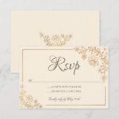 Gold Floral RSVP Card Karte (Vorne/Hinten)