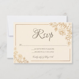 Gold Floral RSVP Card Karte