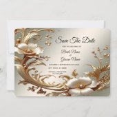 Gold Floral Save The Date (Vorderseite)