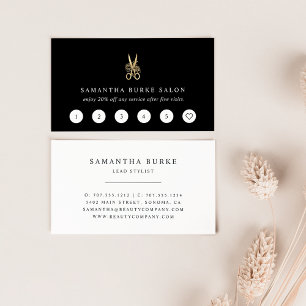 Gold Floral Scissors Logo Salon Treuekarte