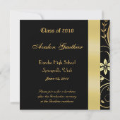 Gold Floral Scroll Class Abschluss Einladung (Rückseite)