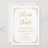 Gold Floral Simple Wedding Einladung (Vorderseite)