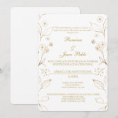 Gold Floral Spanish Wedding Einladung (Vorne/Hinten)