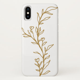 Gold Floral Stem Line Zeichnend iPhone / iPad Geh Case-Mate iPhone Hülle