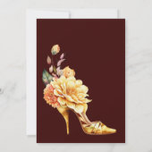Gold Floral Stiletto Shoe Black Arch Brautparty Einladung (Rückseite)