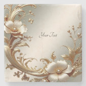 Gold Floral Stone Coaster Steinuntersetzer (Vorderseite)