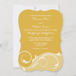 Gold floral Swirl Bracket Wedites Einladungen