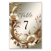 Gold Floral Table Number Tischnummer (Vorderseite)