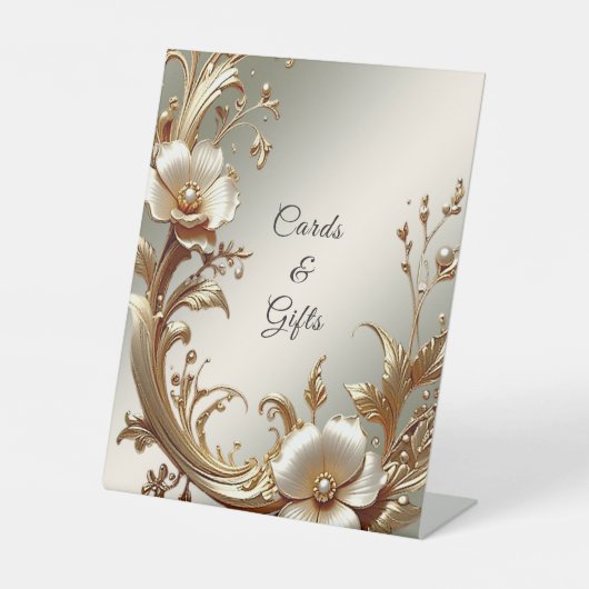 Gold Floral Tabletop Signs Sockelschild (Vorderseite)