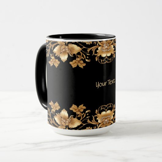 Gold-Floral-Tasse Tasse (Vorderseite Links)