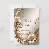 Gold Floral Thank You Card Dankeskarte (Vorderseite)