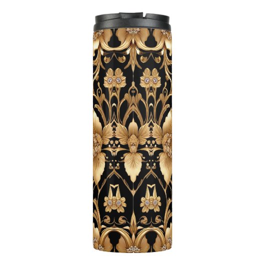 Gold Floral Thermal Tumbler Thermosbecher (Rückseite)