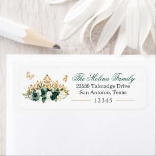 Gold Floral Tiara Green Flor Rücksendeadresse Labe