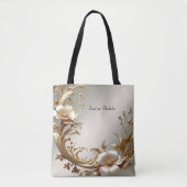Gold Floral Tote Bag Tasche (Vorderseite)