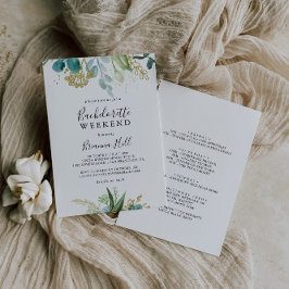 Gold Floral Tropical Bachelorette Wochenende Einladung