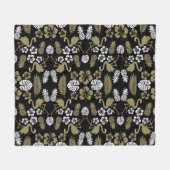 Gold Floral Tropical Gemustert Fleecedecke (Vorderseite (Horizontal))