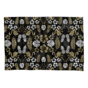 Gold Floral Tropical Gemustert Kissenbezug