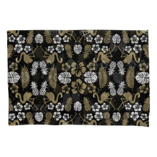 Gold Floral Tropical Gemustert Kissenbezug